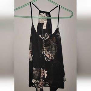 Dex Black Floral Blouse Tank NWT Size Small